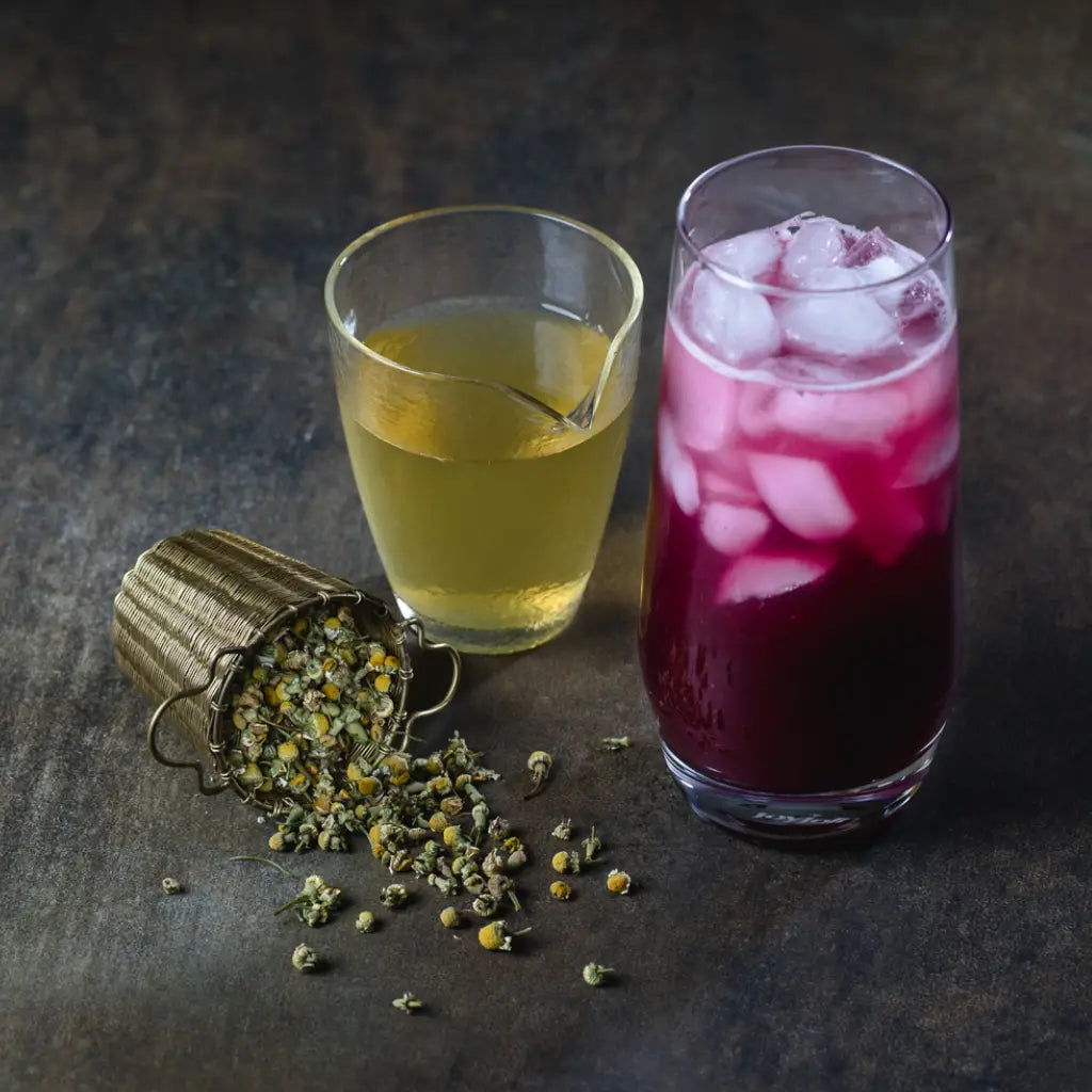 Chamomile Tea Cocktail With Muddled Blueberry