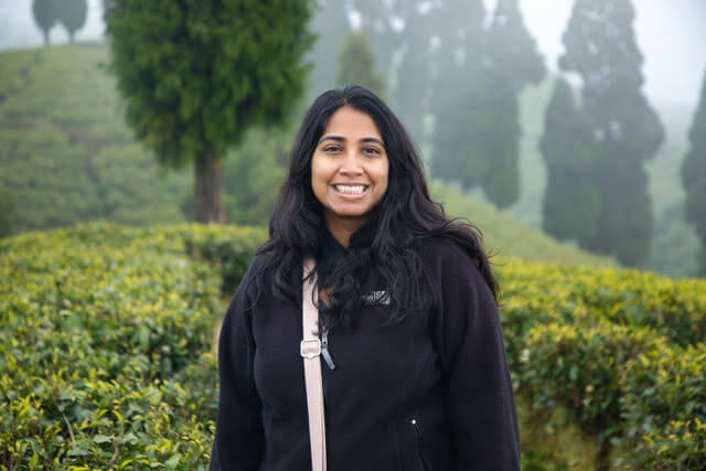 Poorvi Chordia, founder of Herbs & Kettles, during her visit to the Darjeeling tea garden in India