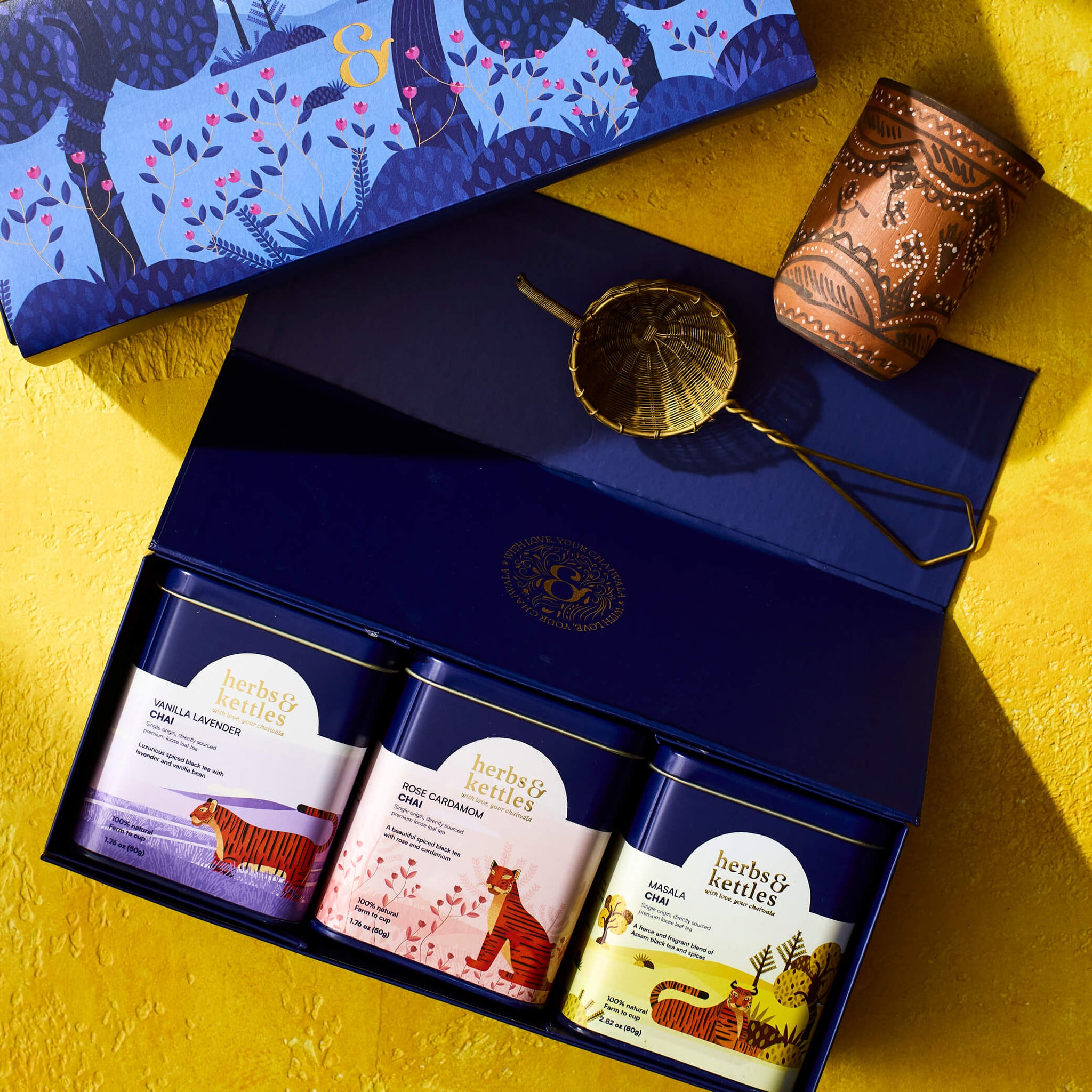 A Kulhad Chai Gift Kit That Comes With A Strainer & Kutch Kulhad